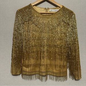 *FLAW* NWT Mac Duggal Beaded Fringe Top - size 2